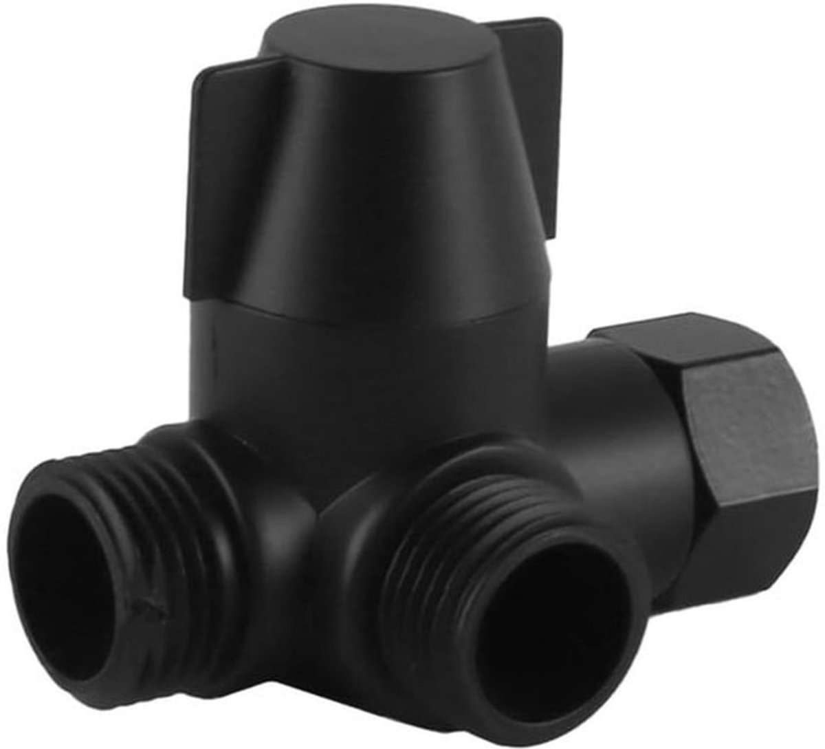 - G1/2 Douchekop Bypass Ventiel T Adapter - Zwart