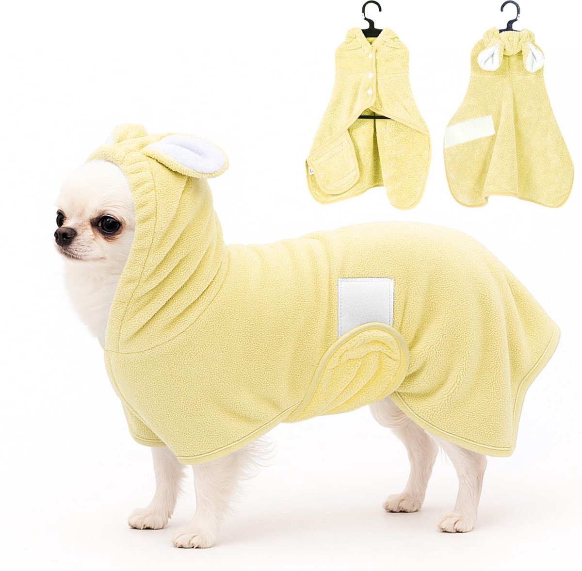 Microfiber Badjas voor Huisdieren - Met Capuchon - Geel - XS