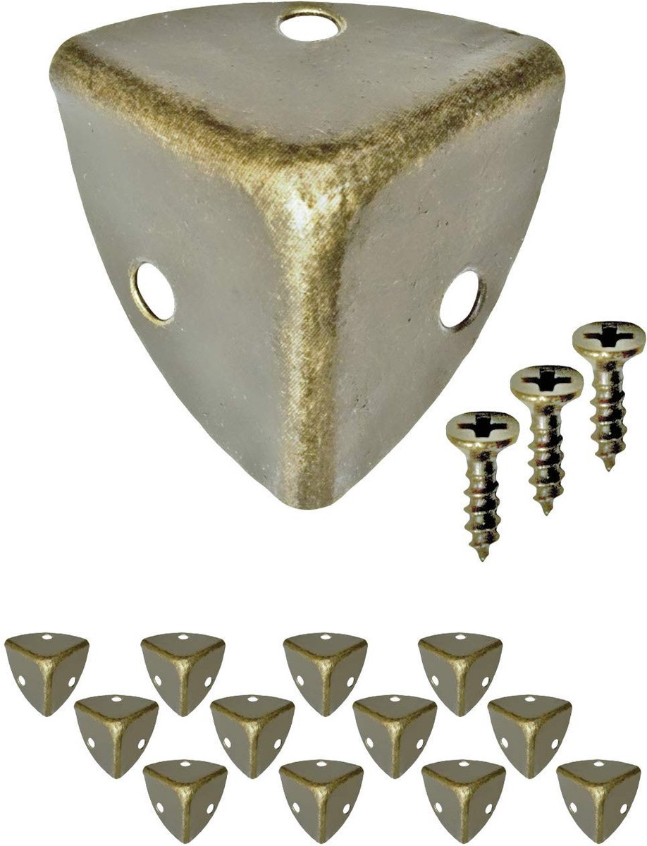 12 Stuks Antieke Meubel Hoekbeschermers - Metaal - Vintage Messing