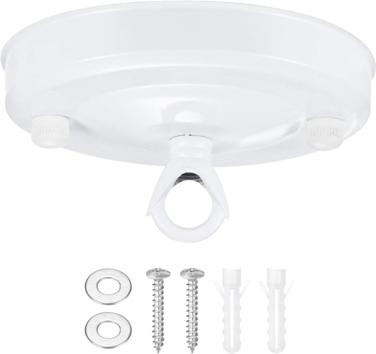 Witte plafondkap met hangring, lampophangsystemen en bevestigingen, Ø 10 cm voor hanglampen en creatieve decoraties