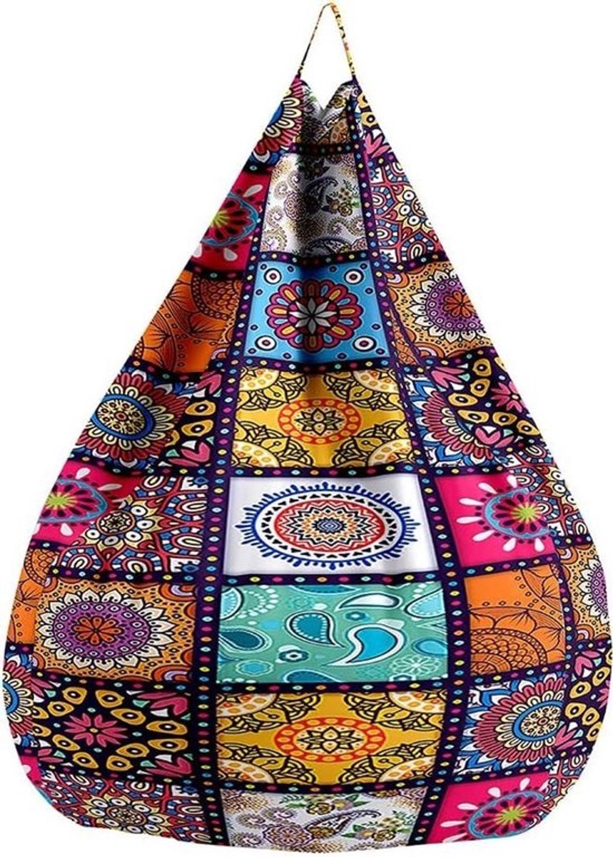 Zitzakhoes - Opbergzak - Speelgoed opbergen - Boheemse print - 80 x 89 cm - Rode mandala