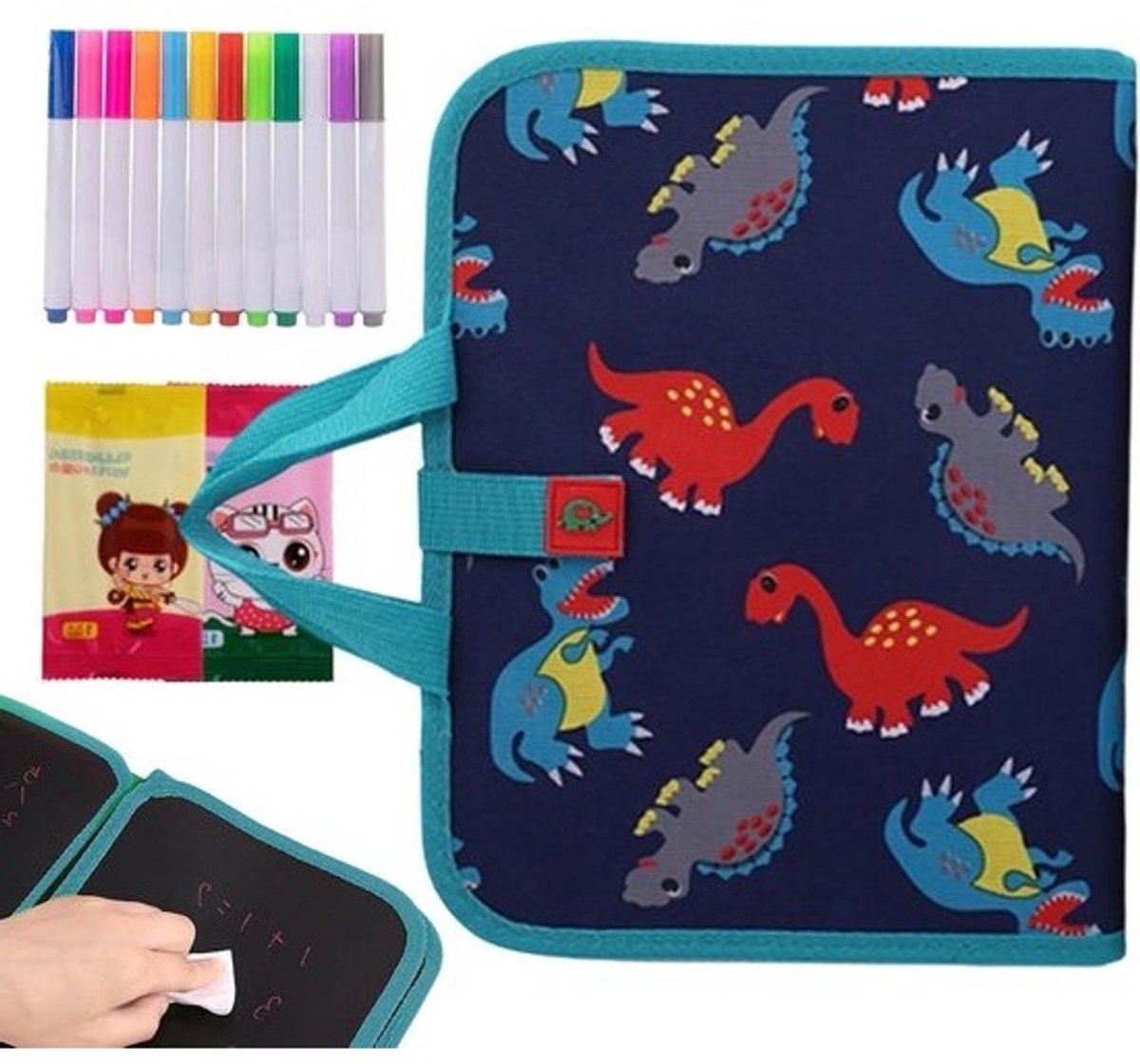 Krabbelboek Uitwisbaar - Tekentablet Kinderen - Creatief Tekenen - Herbruikbare Vellen - 29 x 21 cm - Blauw