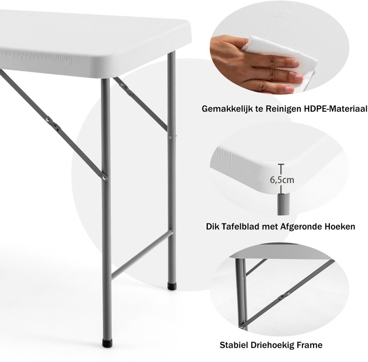 SureDeal® - Kamper - Draagbaar - Opvouwbare Vis Schoonmaaktafel - Vis Filet Snij - Gootsteen Kraan Afvoerslang - 115x59x93,5 cm - Wit