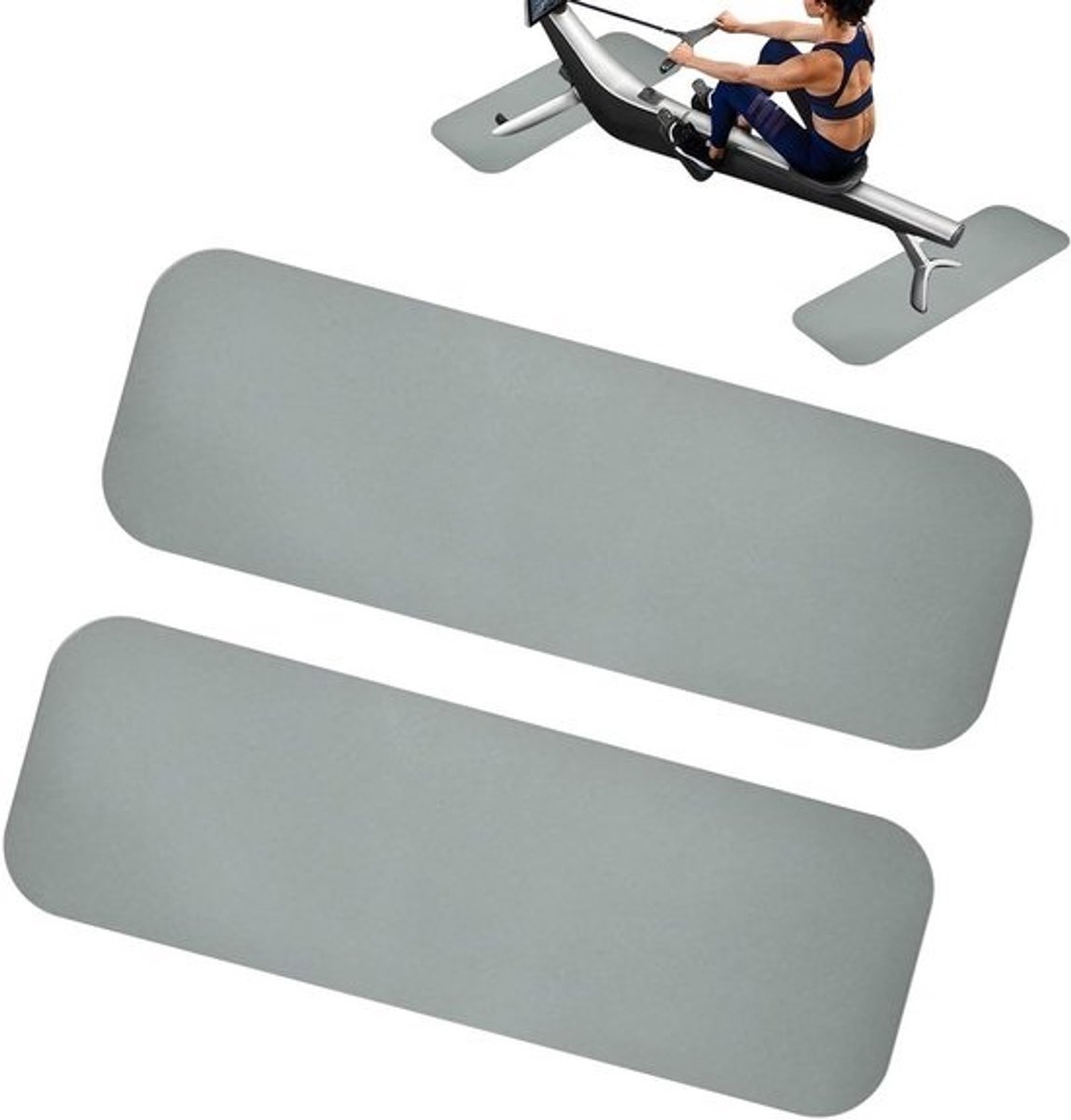 Loopbandmat - Vloermat Fitnessapparaat - Bescherming Vloer - Antislip Demping - 25x80cm - Grijs