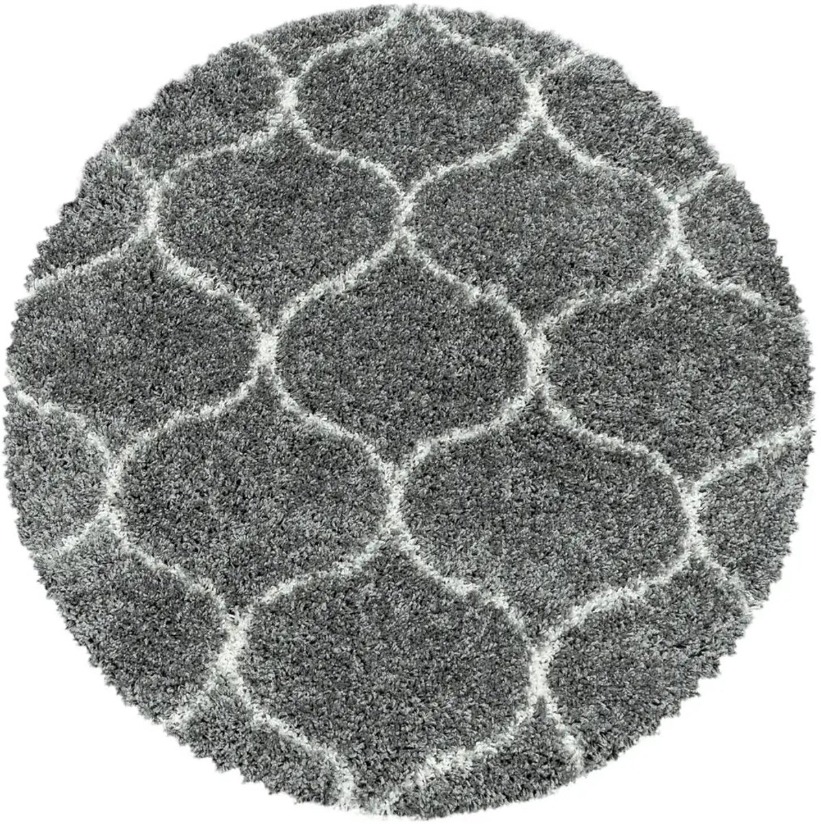 Dutch XXL Rond Berber Vloerkleed | Tapijt | Shaggy | Salsa | Vierpassen | Grijs | 160x160 cm