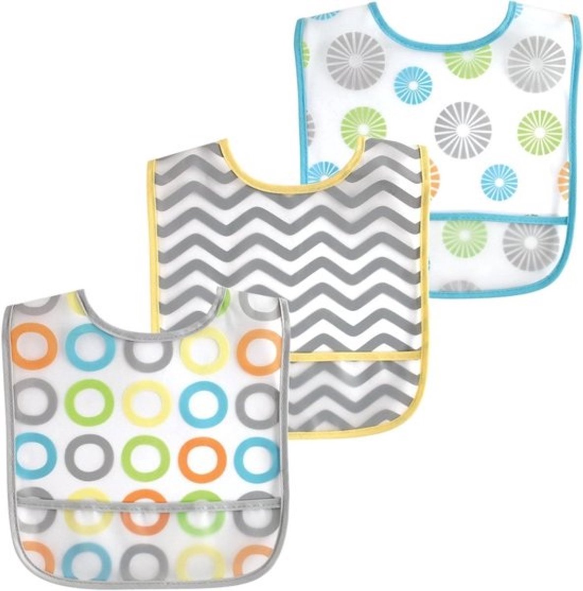 Baby Slabbetjes - Voedingsslabbetjes Baby - Baby Voeding - Waterdichte Stof - Eén Maat - Geel