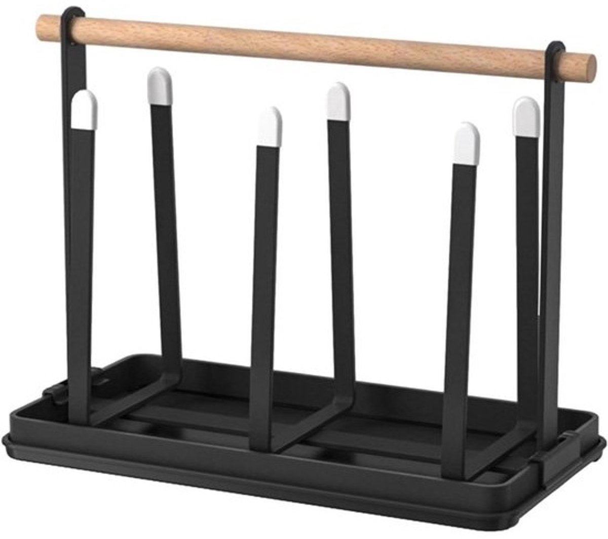 Flessen Afdruiprek - Beker Drooghouder - Keuken Organisatie - Antislip Bodem - 24 x 19 x 15 cm - Zwart