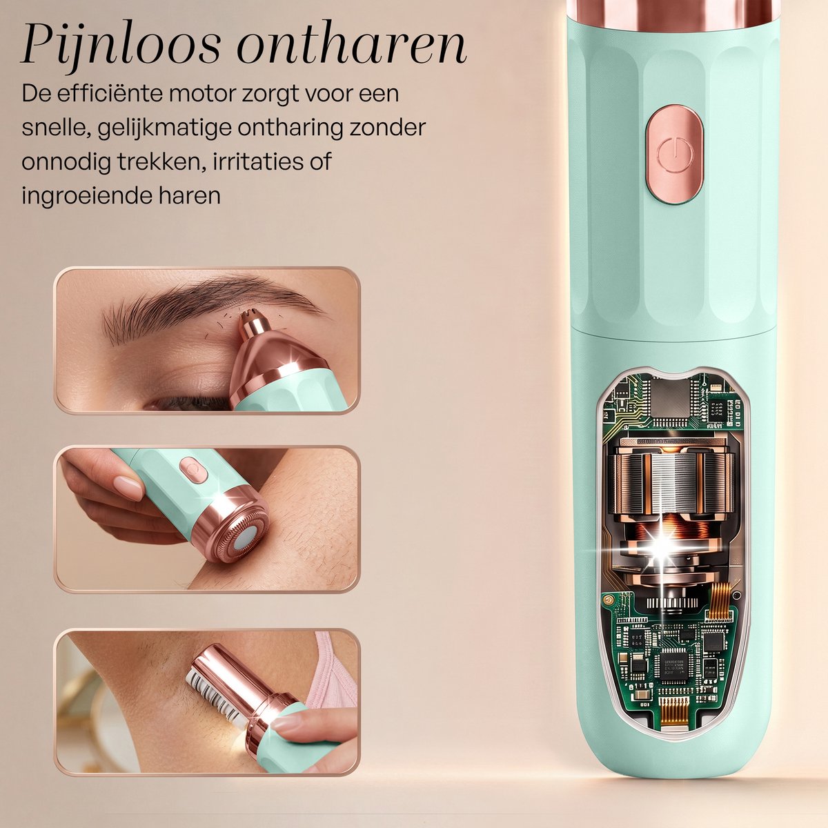 Sansbeauté 3 in 1 Epilator voor Vrouwen PocketPRO met Travel Bag - Epileerapparaat Dames - Epilator - Gezichtsepilator Vrouw - Gezichtsontharing Dames - Epilator Gezicht - Epilator Dames - Gezichtsepilator dames - Oplaadbaar - Groen thumbnail 4