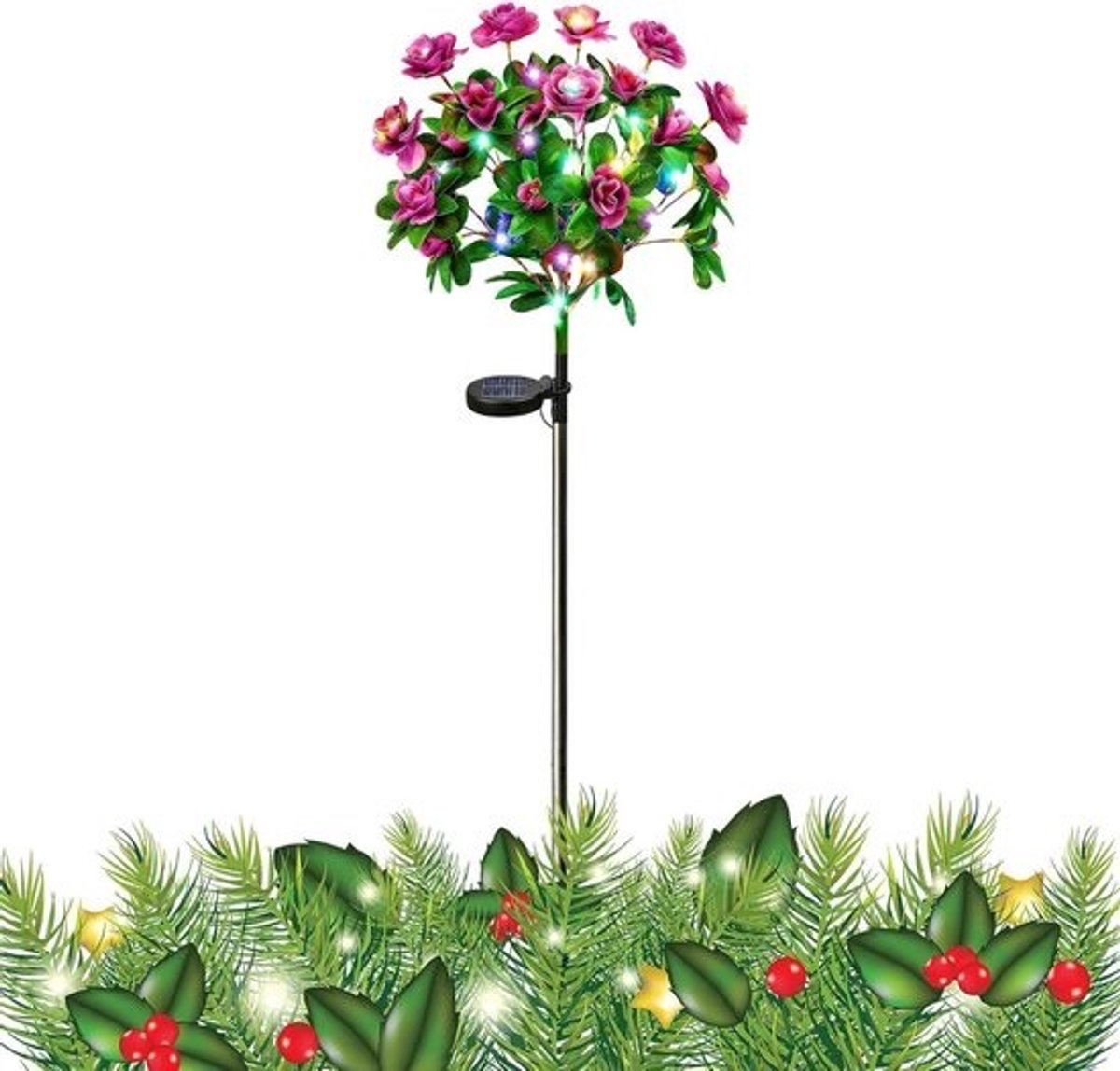 Zonnebloem Tuinverlichting - Decoratieve LED Lampen - Buitenruimte Verfraaien - Levenschte Zijden Bloemen - 70 cm - Paars