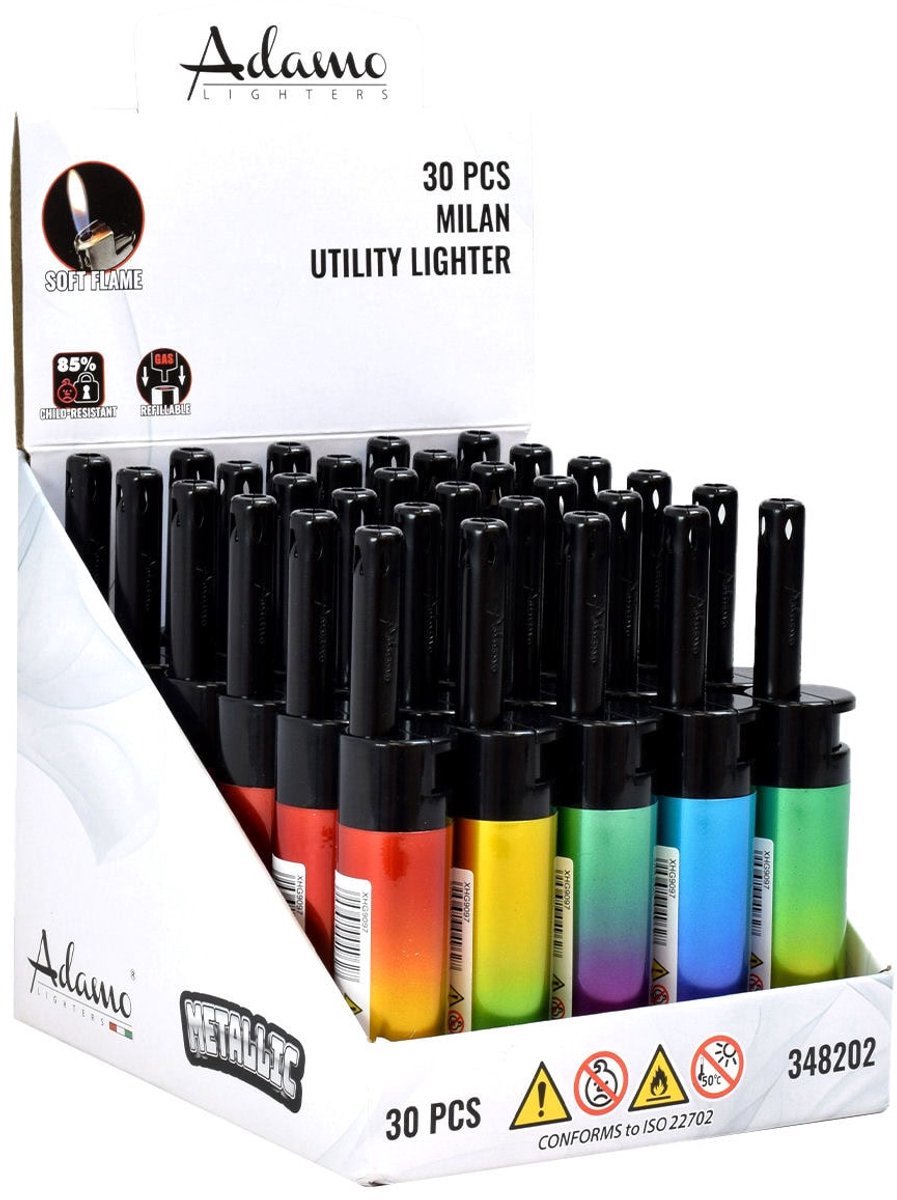 Adamo Milan Metallic Gradient Aansteker - Display 30 stuks