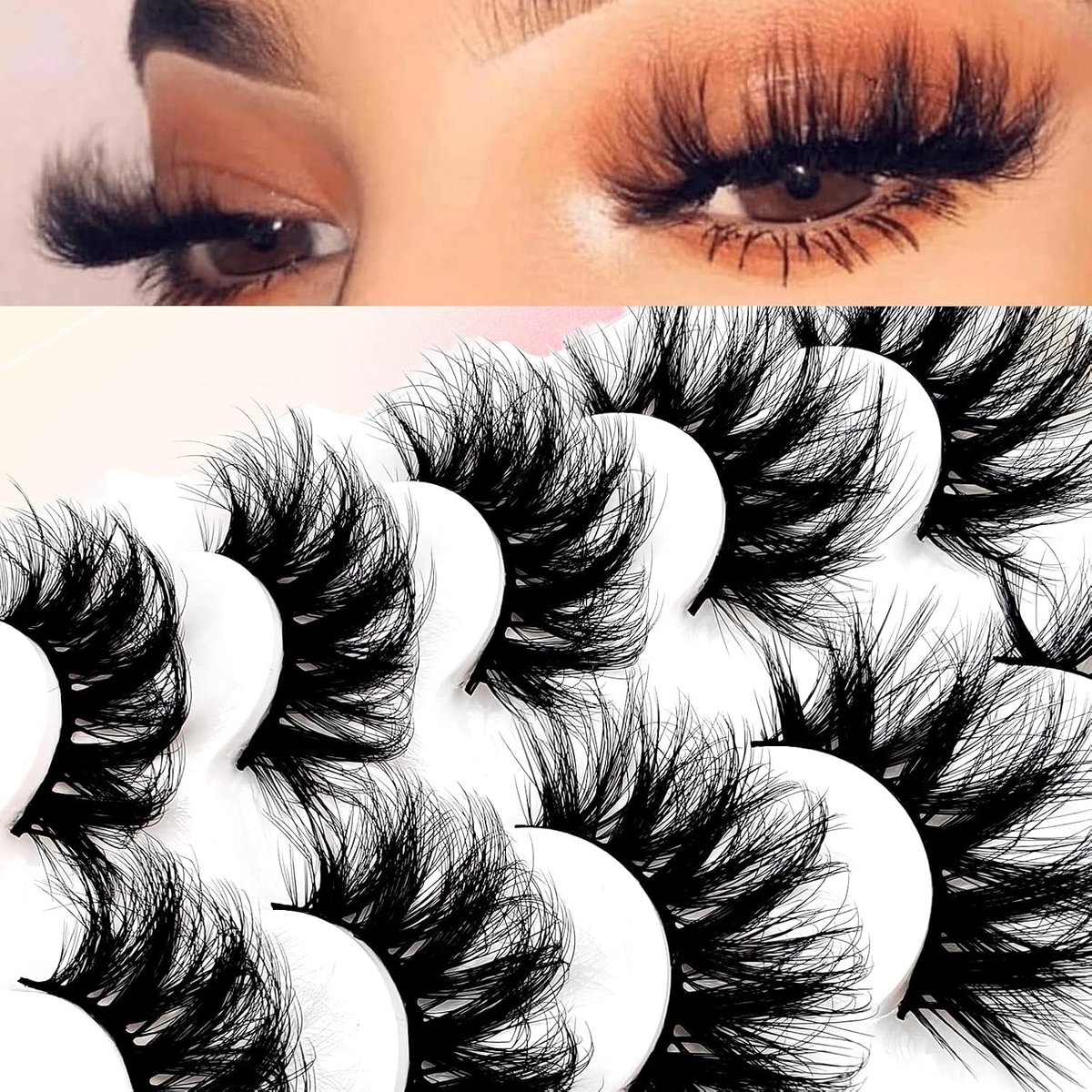 5 Paar 3D Valse Wimpers, 20 mm Lange Dramatische Wimpers, 8D Volume, Dikke Volle Wimpers voor een Indrukwekkende Look