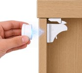 MasonPro Magnetisch Kinderslot Kastjes - Kastbeveiliging voor Kinderen - Kinderbeveiliging voor Kasten en Lades - Kinderslot Kast - Kinderveiligheid - Kastsloten Baby - Deurbeveiliging Kinderen - Zonder Boren & Schroeven - 4 Stuks - Wit