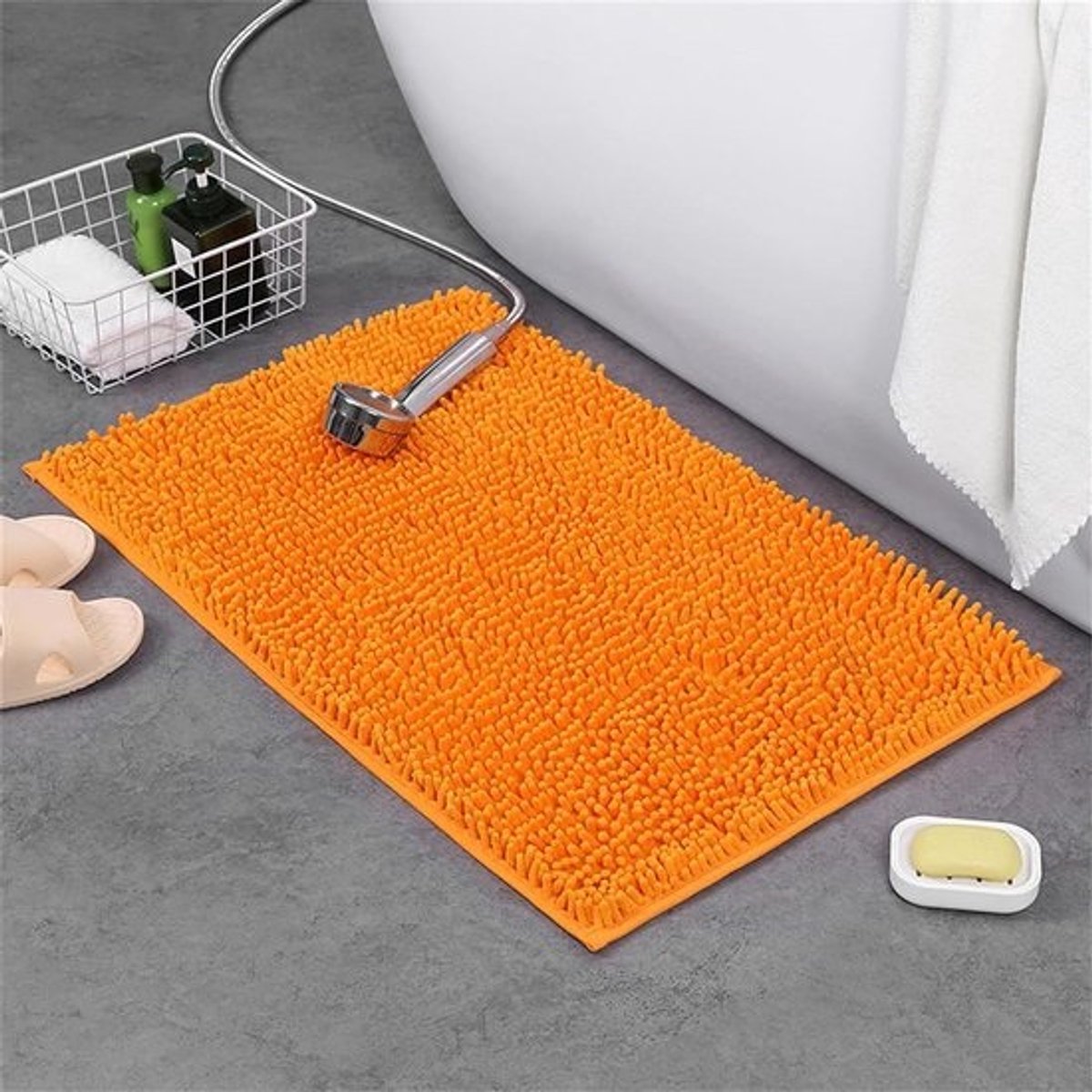 Badkamermat - Douchemat Vloerkleed - Voeten Drogen - Anti-slip Rug - 50x80cm - Oranje