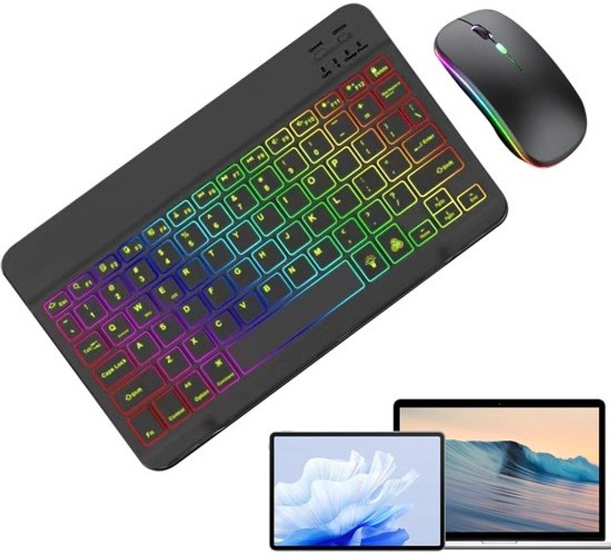 Draadloze Toetsenbord Muis Set - Verlichte Set - Productief Werken - Dual Mode Connectiviteit - N.v.t. - Zwart