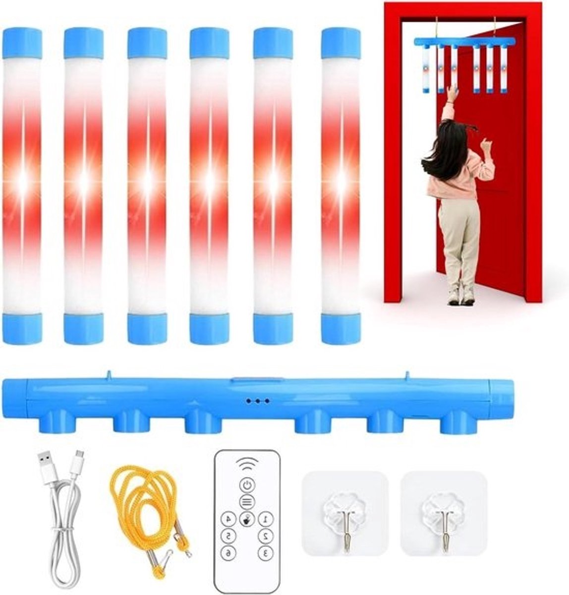 Reactiespel - Vallende Stokken - Vaardigheidstraining - Interactief Signaalsysteem - 40 cm - Blauw