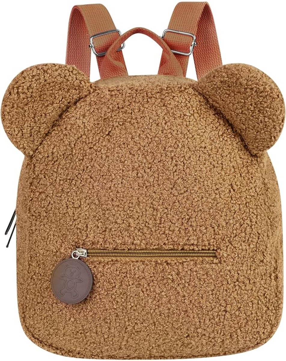 Pluche Kinderrugzak met Dierenoren 28x27x13 cm – Zachte Corduroy Schoolrugzak – Lichtgewicht Rugzak met Brede Verstelbare Schouderbanden – Schattige Dieren Schooltas voor Jongens & Meisjes, Opvang, Reizen en Uitjes