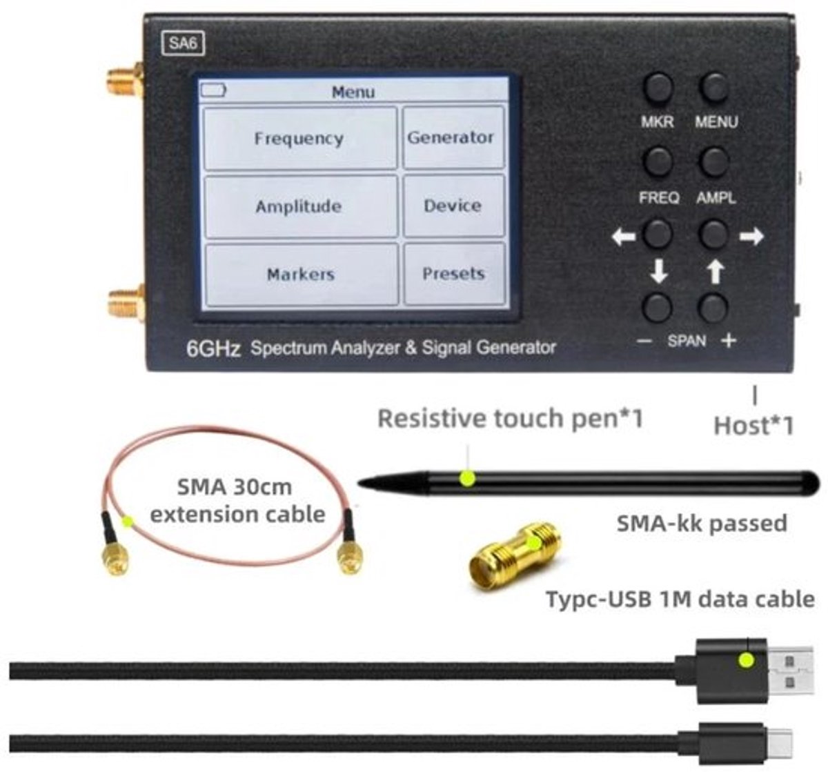 Spectrum Analyzer – Spectrummeter – Signaalanalyzer – Frequentieanalysator – Radiofrequentiemeter – Frequentiebereik 35-6200 MHz – Inclusief HT8 Log Periodieke Antenne