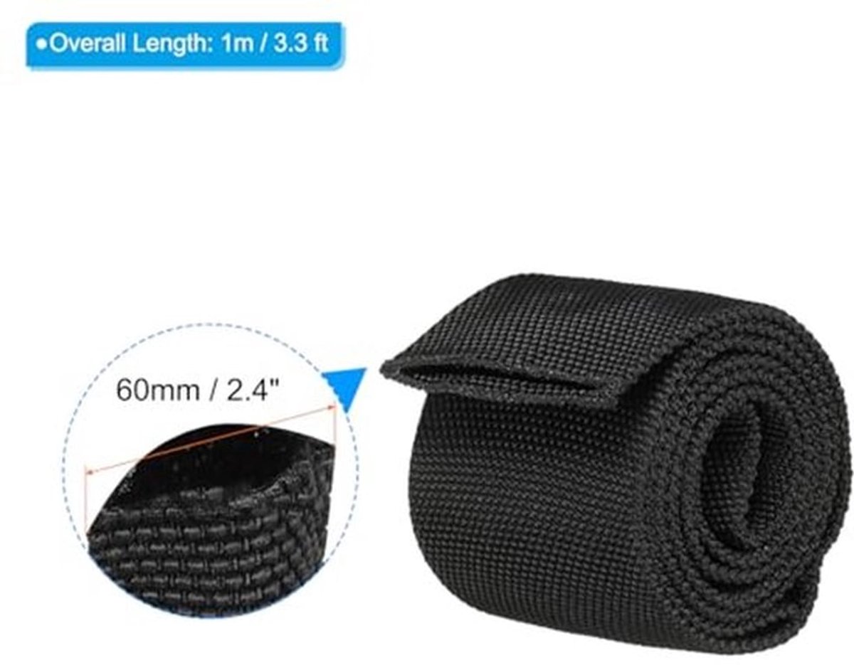 6.1 cm ID 3.3 FT nylon warmer slanghoes. kabel ondersteunend. schede bescherming voor lassen. Tig-fakkel. hydraulische slang. zwart