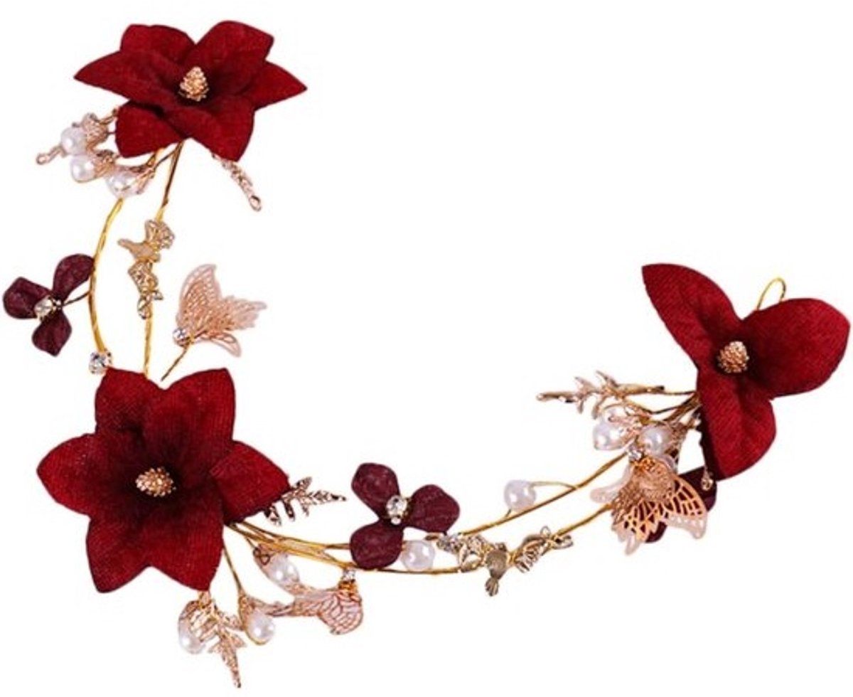 Bloemen Haaraccessoires - Hoofdband Bruiloft - Feest kapsels - Elegante Bloemendecoratie - 28 x 10 cm - Zoals getoond