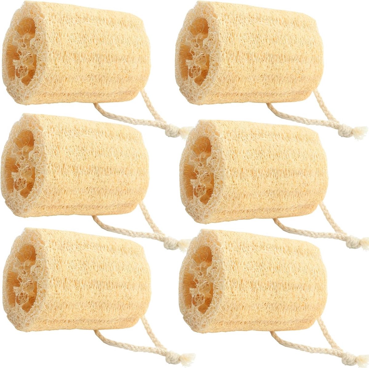 Natuurlijke Loofah Sponsen Set van 6 Stuks voor Afwassen, Bad en DIY Scrubben - Milieuvriendelijk en Duurzaam Keukenaccessoire