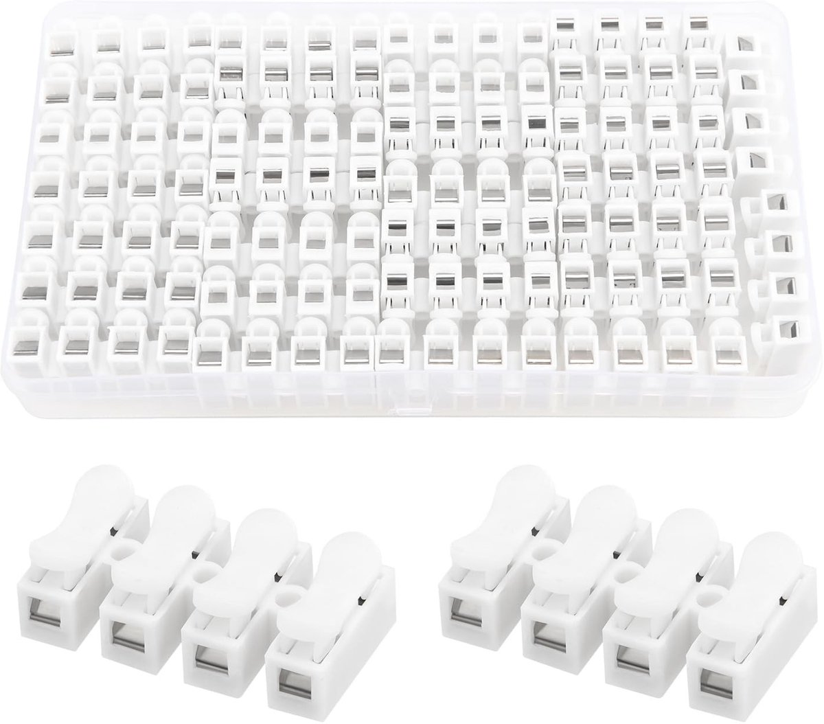 30 Stuks Veerconnectoren, CH4 Snelle Koppeling, 4P Koppeling Zonder Lassen, Kabelklem en Schroefklem voor LED Strip Verlichting en Draadverbinding