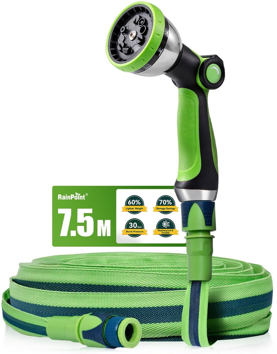 Flexibele Tuinslang - 7.5 meter met 10-functie spuitmond