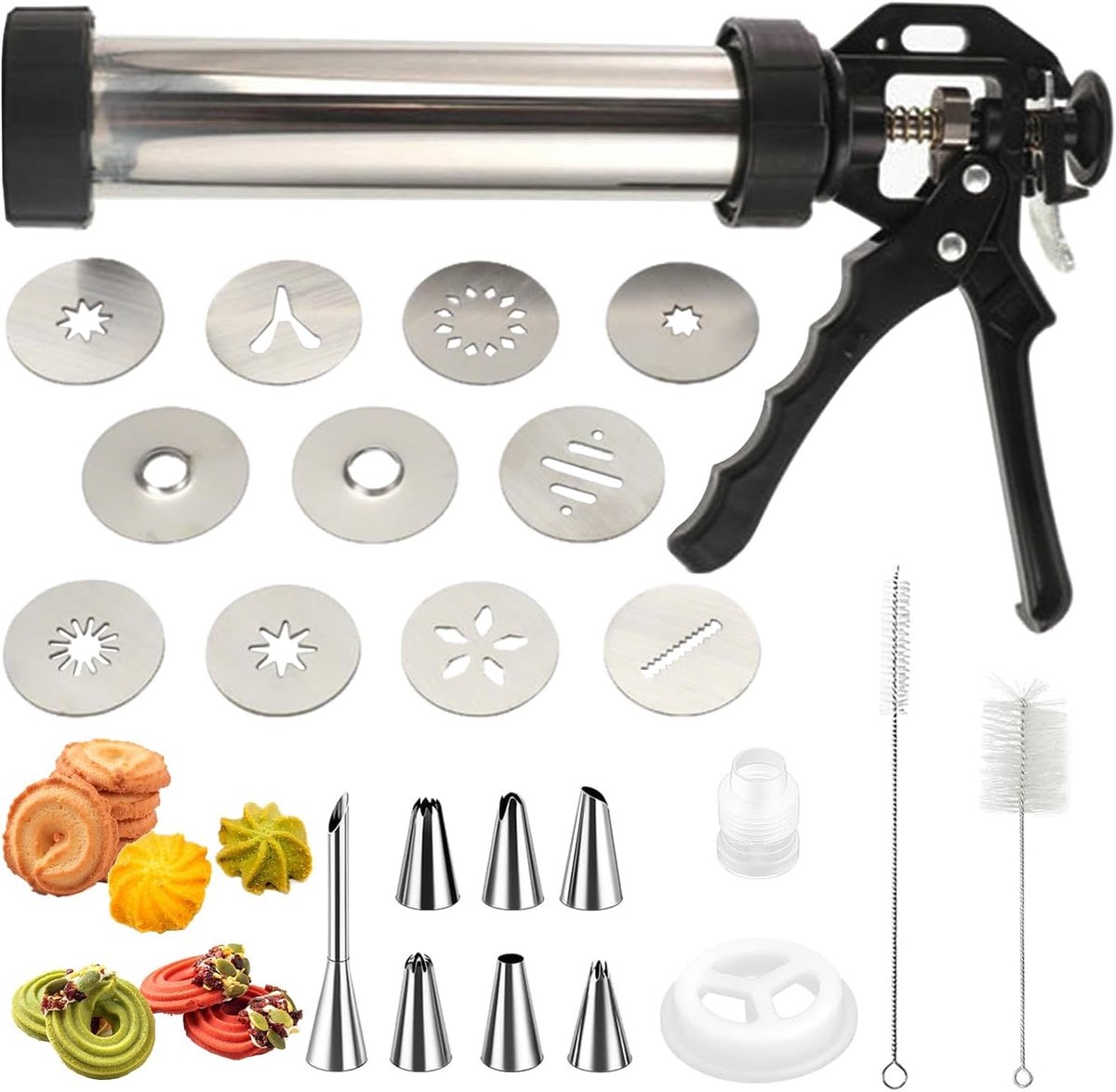 Churro Maker en Bakaccessoires met 10 Stencils en 7 RVS Spuitmonden voor Taart, Dessert en Koekjes