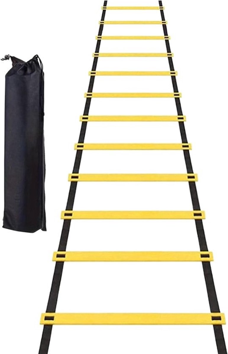 Agility Ladder - Trainingsladder Sport - Verbeteren Behendigheid - 12 Sporten - 600 cm - Zwart