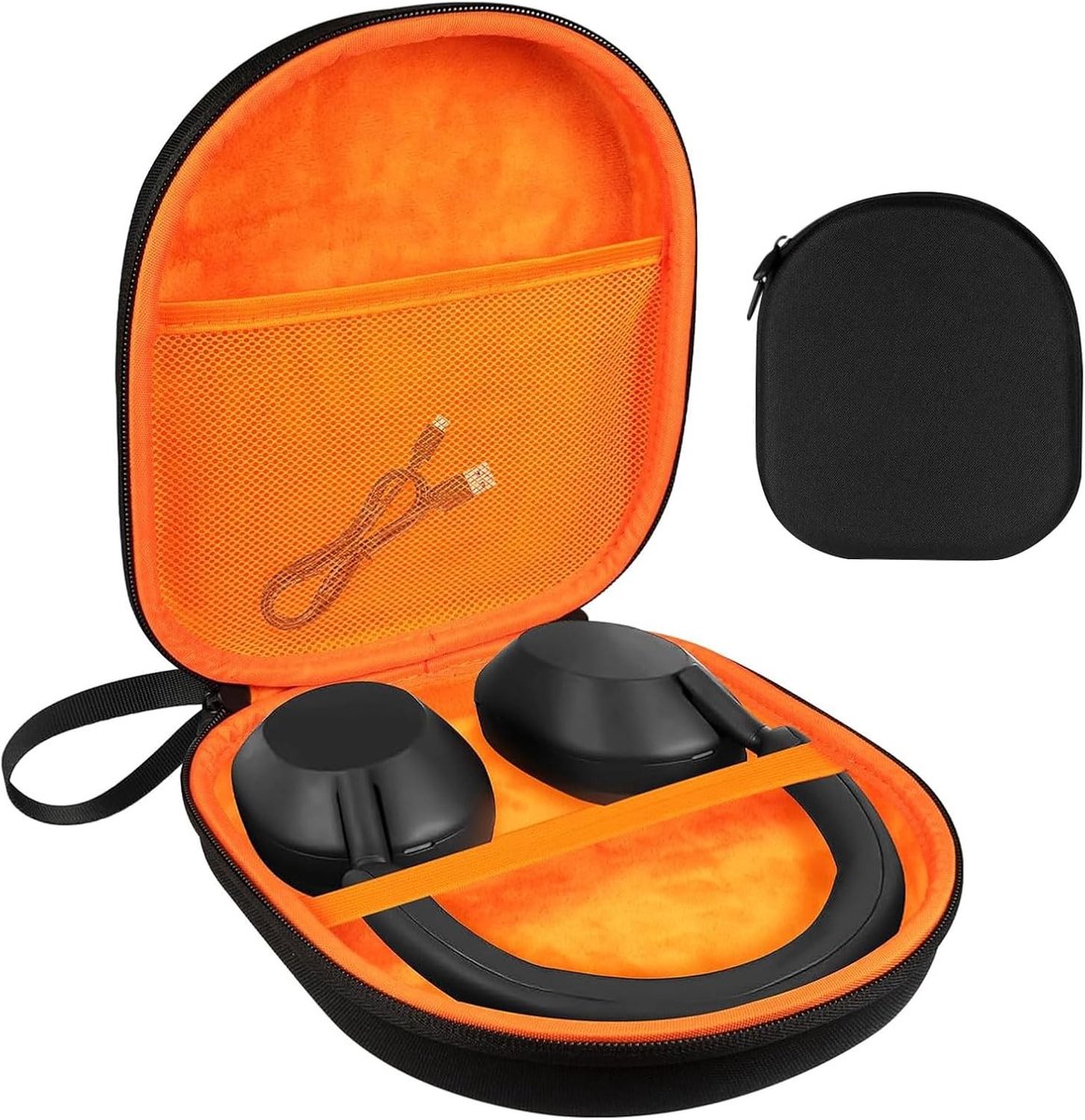 Draagbare Hoofdtelefoon Tas voor On-Ear en Over-Ear Hoofdtelefoons, Bescherming en Reisoplossing, Geschikt voor Diverse Modellen (Oranje)