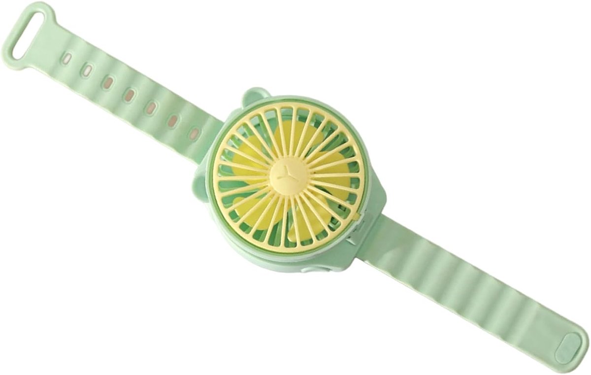 Persoonlijke ventilator met polsband - Werkt op batterijen - draagbaar - Draagbare ventilator voor kinderen (jongens en meisjes) - Voor binnen en buiten - Groen - 1 Stuk - Lichtgewicht - Stille - Draagbaar - Batterijen niet inbegrepen