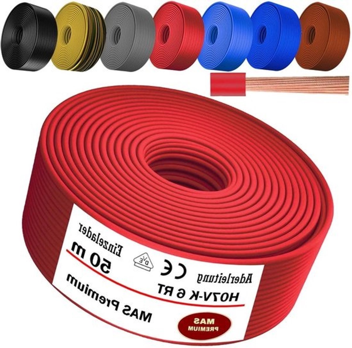 Elektrische Draad - Aderleiding Kabel - Installatie Werk - Flexibele Meerdradige Geleiding - 50 Meter - Rood