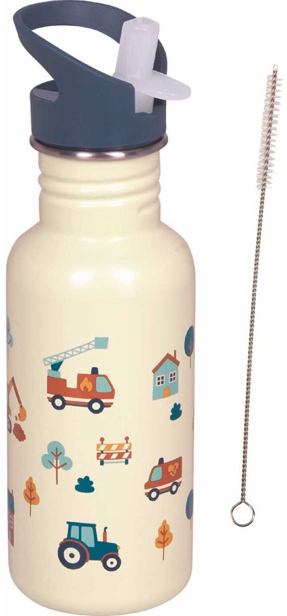 Voertuigen (tractor, graafmachine, brandweer) RVS drinkfles / drinkbeker - Die Spiegelburg