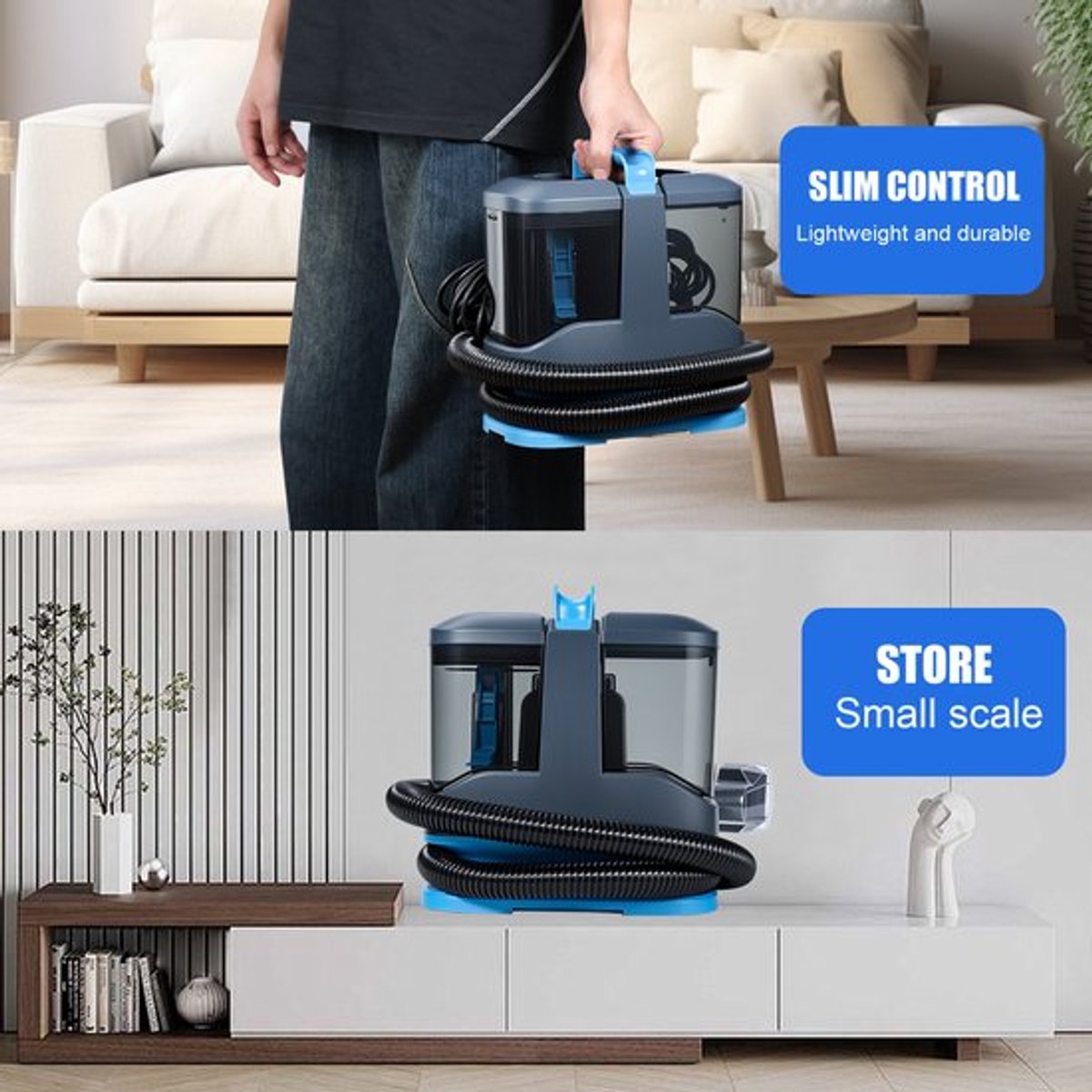 Handheld Tapijtreiniger Nat & Droog - 1000 W Draagbare Spot Cleaner - 50 ml Inhoud - Voor Auto Bank Huisdier Haarspray Bekleding - Kruimelzuiger