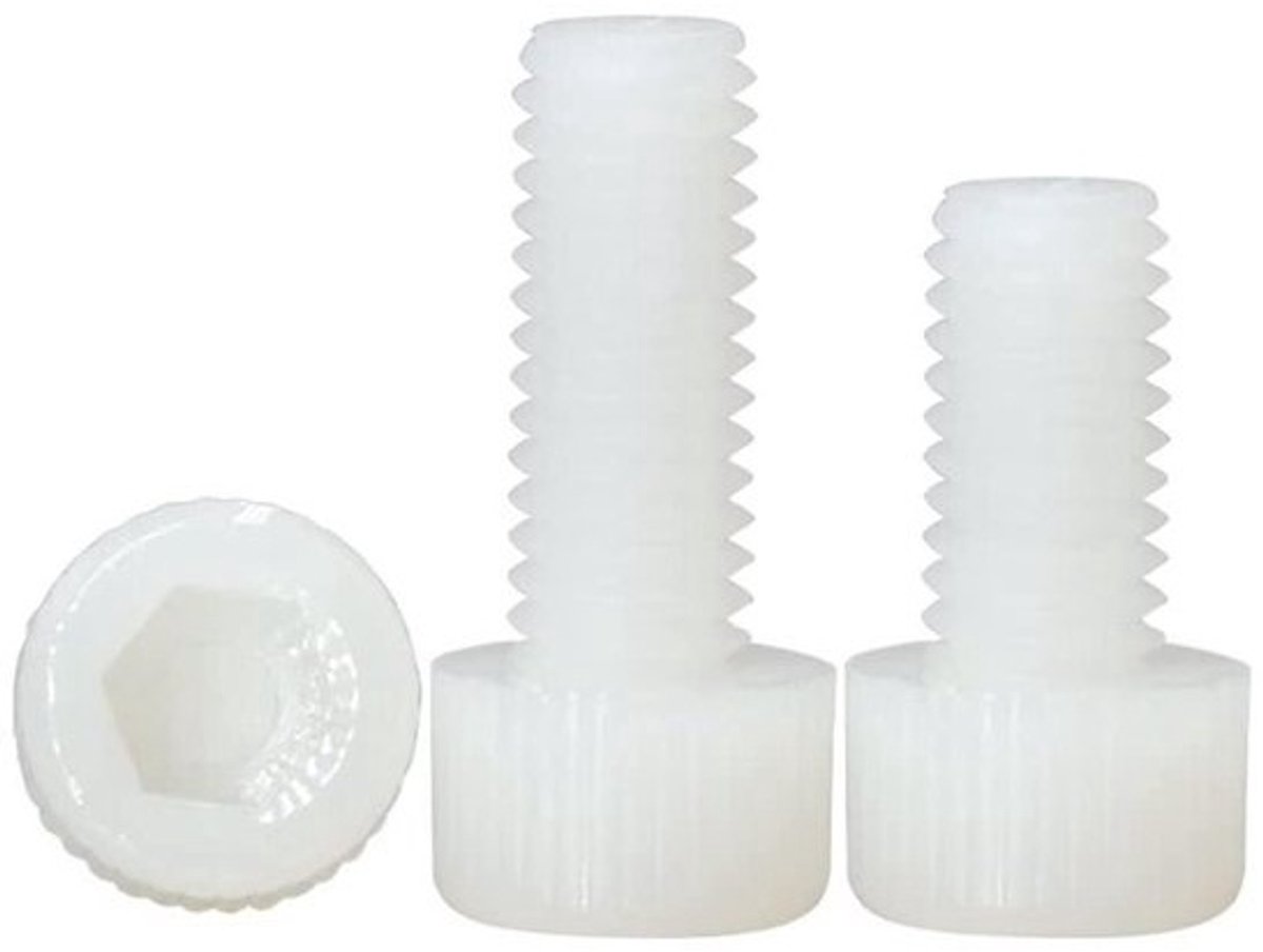 Nylon Schroeven - Kunststof Bouten - Machine Bevestiging - Roestvrij Corrosiebestendig - M10x40mm 10 stuks - Wit