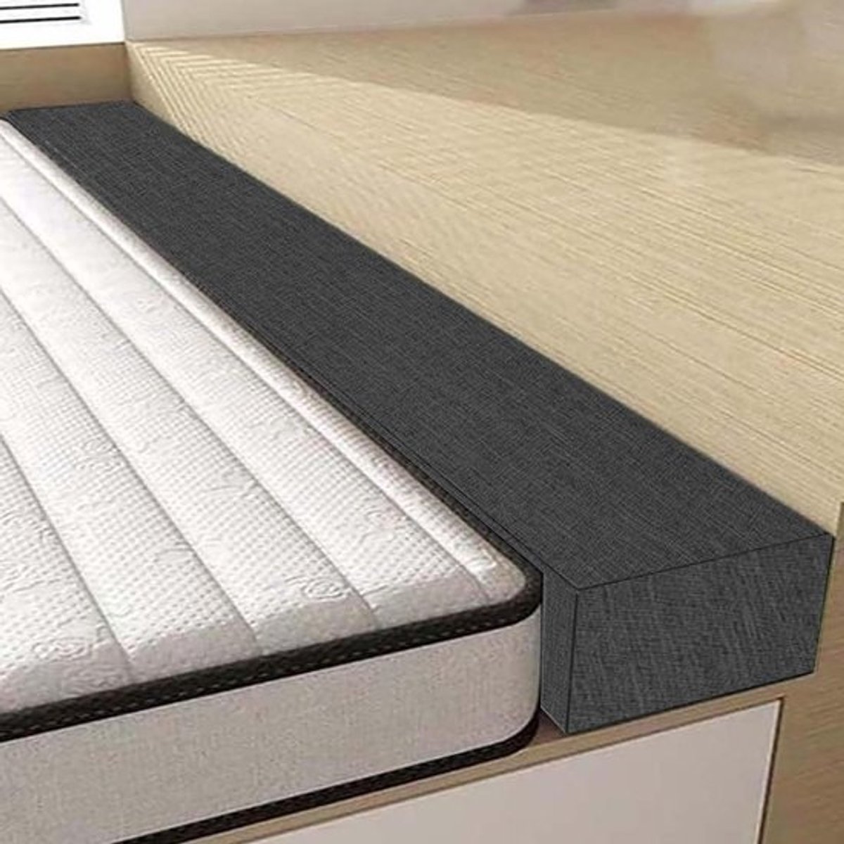 Verstelbare Bedspleetvulling - Bedkussen Vuller - Bed Comfort Verbeteren - Op Maat Gemaakt - 90-220 cm - Donkergrijs