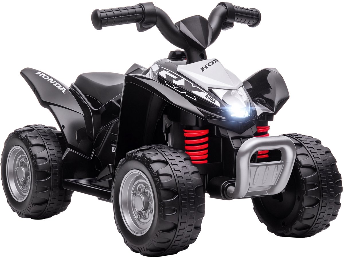 Elektrische quad voor kinderen, 6 V, snelheid van 2,8 km/u, LED-koplampen, claxon, ergonomische handgreep en zadel, zwart