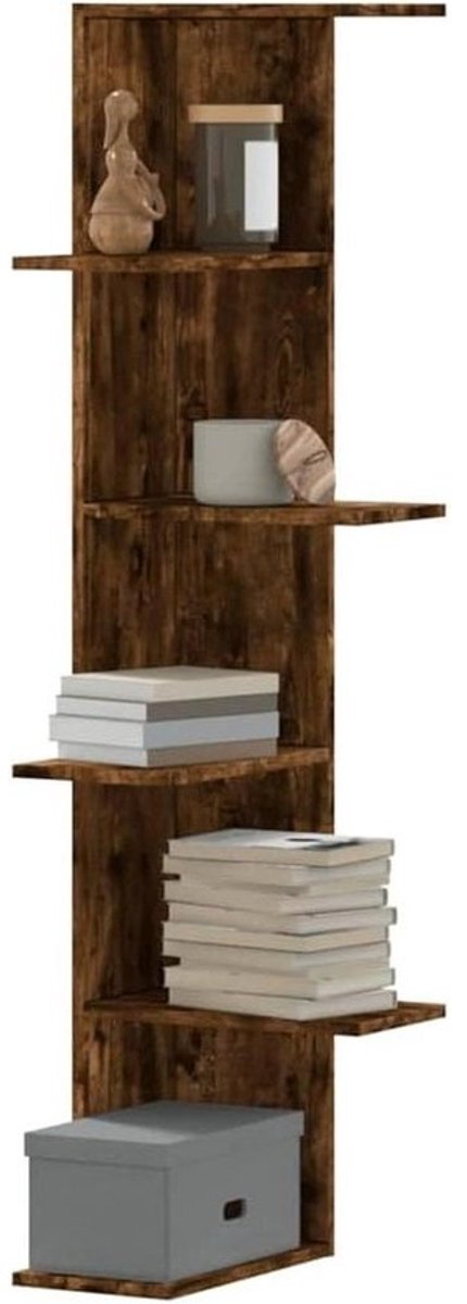 Wandrek Hoek - Opbergrek Hout - Woonkamer Decoratie - Stevig Houtmateriaal - 365 x 365 x 140 cm - Bruin