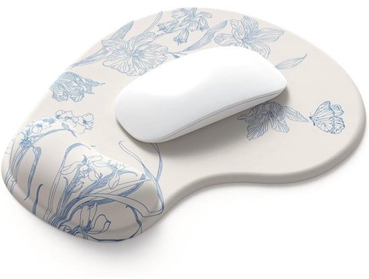 Muismat met polssteun - Ergonomische muismat - Comfortabel werken - Gel polssteun - 229 x 191 mm - Beige