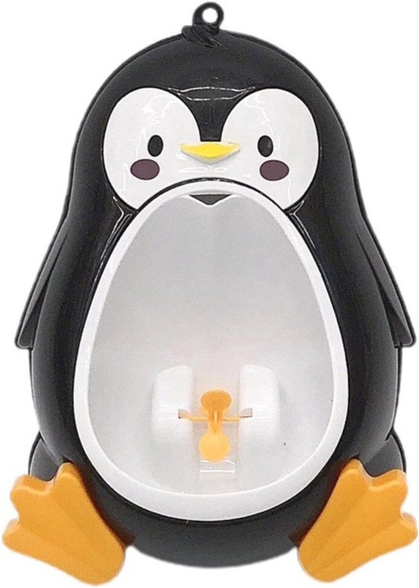 Pot voor kinderen - Pee trainer - Zindelijkheidstraining - Pinguïnvorm met windmolen - 37 x 165 x 22 cm - Zwart