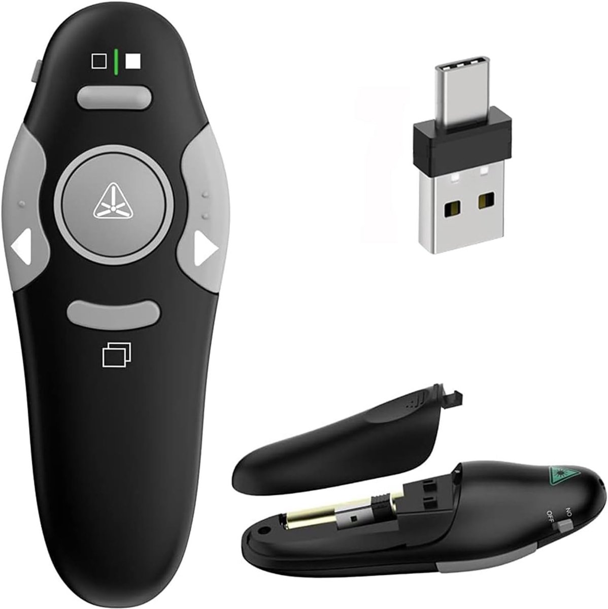 Draadloze Presentatie Clicker voor PowerPoint en Google Slides, 2-in-1 USB/Type-C Presenter met 2.4GHz Technologie, Geschikt voor Mac en Keynote