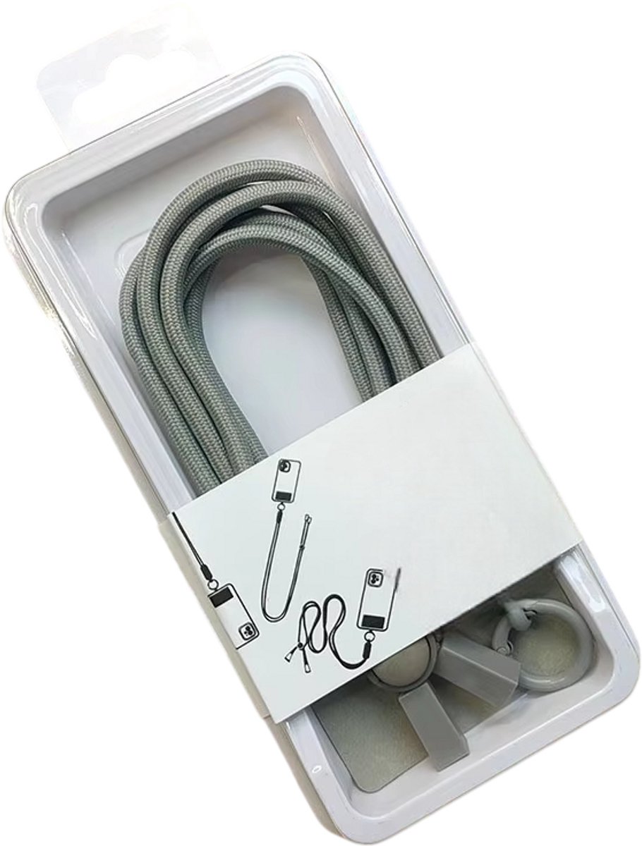 Universeel Telefoonkoord – Afneembaar en Draaibaar Mobiel Hangkoord, Kleurrijk Telefoonaccessoire voor Smartphone - Grijs