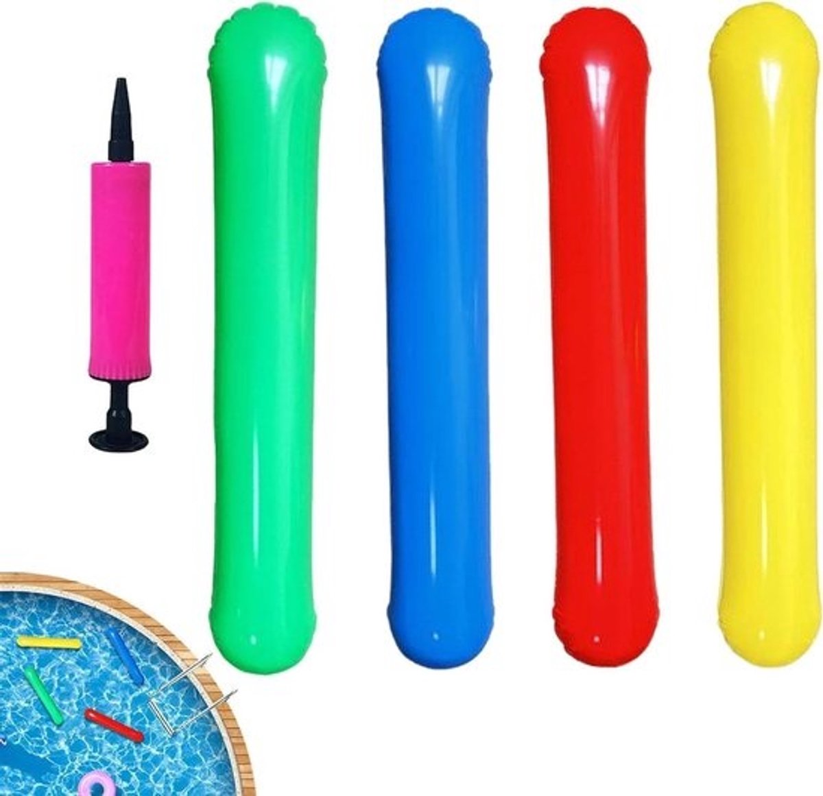 Opblaasbare Noodles - Drijfspeelgoed Zwembad - Waterpret Beleven - Ergonomisch Gebogen Ontwerp - 90 cm - Multicolor