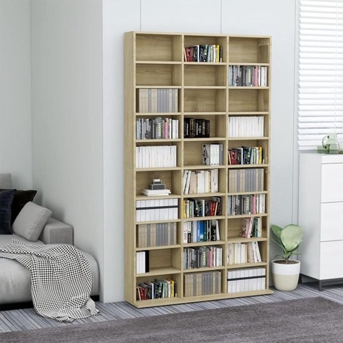 CD-rek - Media-opslag DVD-plank - Muziekcollectie Organiseren - 30 Open Vakken - 102 x 16 x 1775 cm - Sonoma-eiken