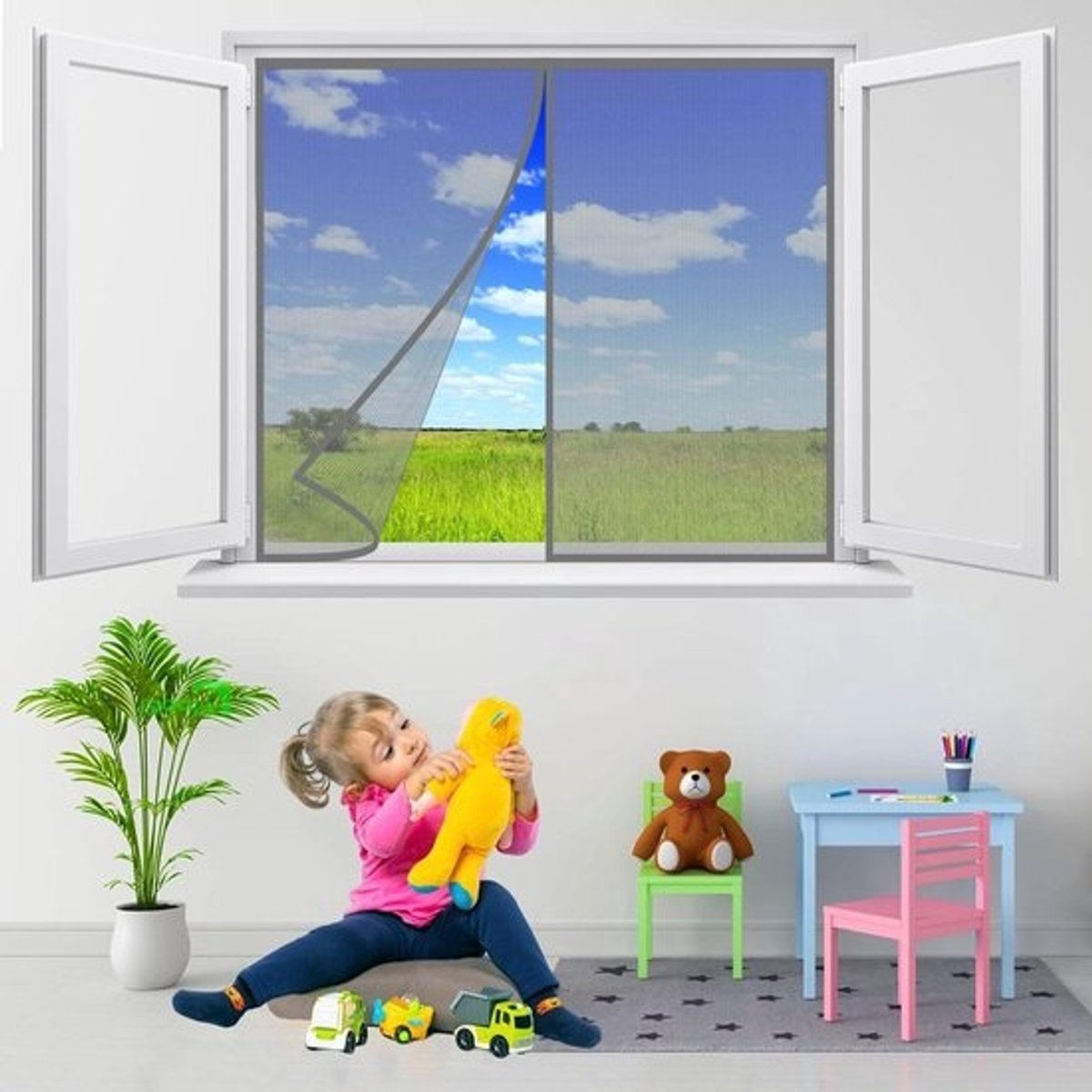 Magnetische Hordeur - Vliegendeur Gordijn - Insecten Buiten Houden - Automatische Sluiting - 245x170 cm - Grijs
