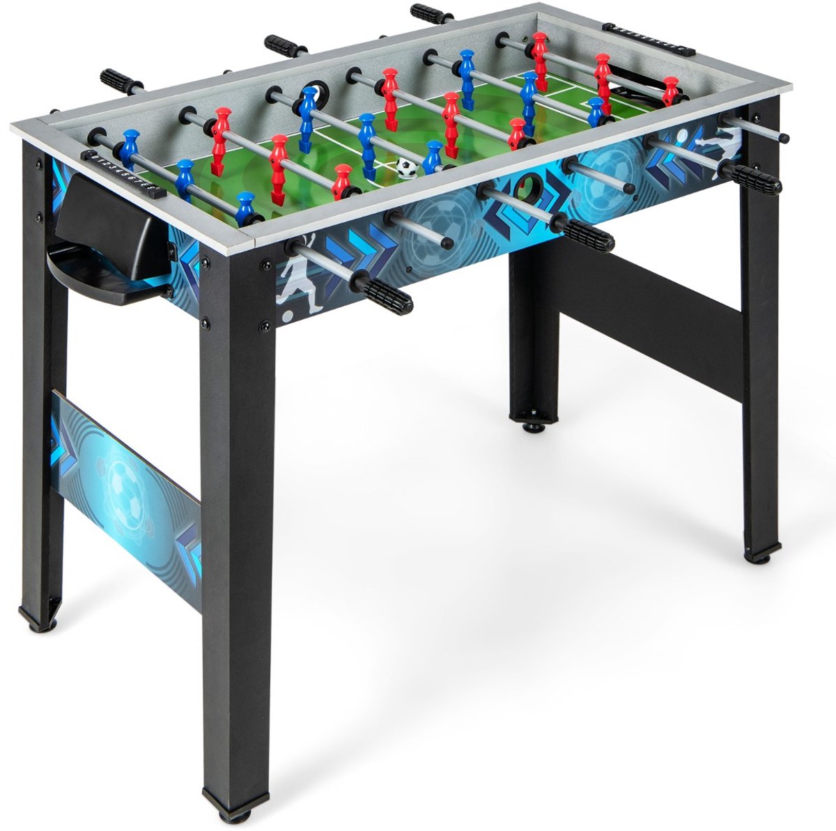 SureDeal® - Speelkamer - Kinder Tafelvoetbal - Voetballen - Spelers Houten Kickertafel - 94,5x53,5x76,5 cm - Zwart