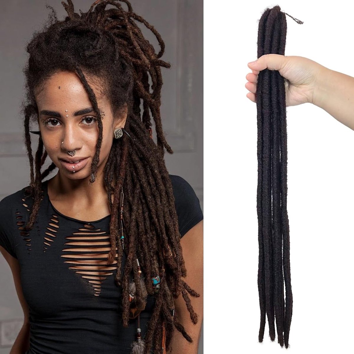 Dikke 12mm Rechte Gehaakte Faux Locs - Voorgehaakte Zachte Dreads van 24 Inch, 10 Strengen Synthetisch Haar Extensions
