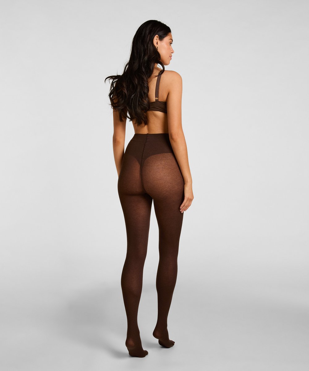 Hunkemöller Geribbelde Panty Cashmere Blend Bruin