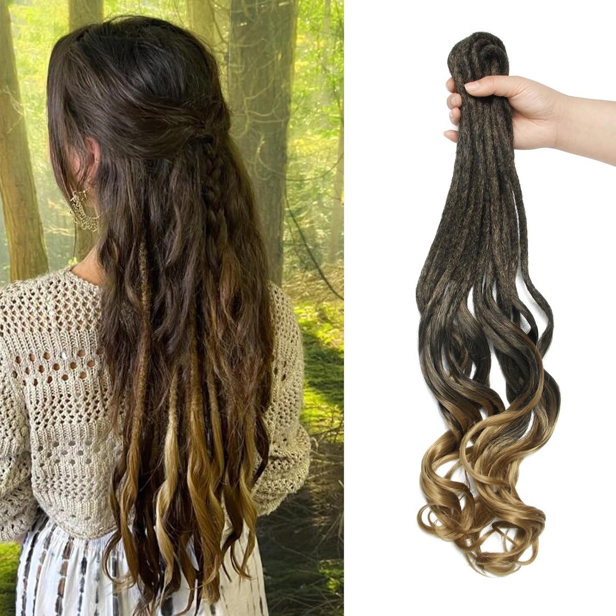 Curly Dreadlocks Extensions van 24 Inch - Zachte Crochet Locs met Franse Krullen, 15 Strands per Pack, Perfect voor Goddess Locs en Haarstyling