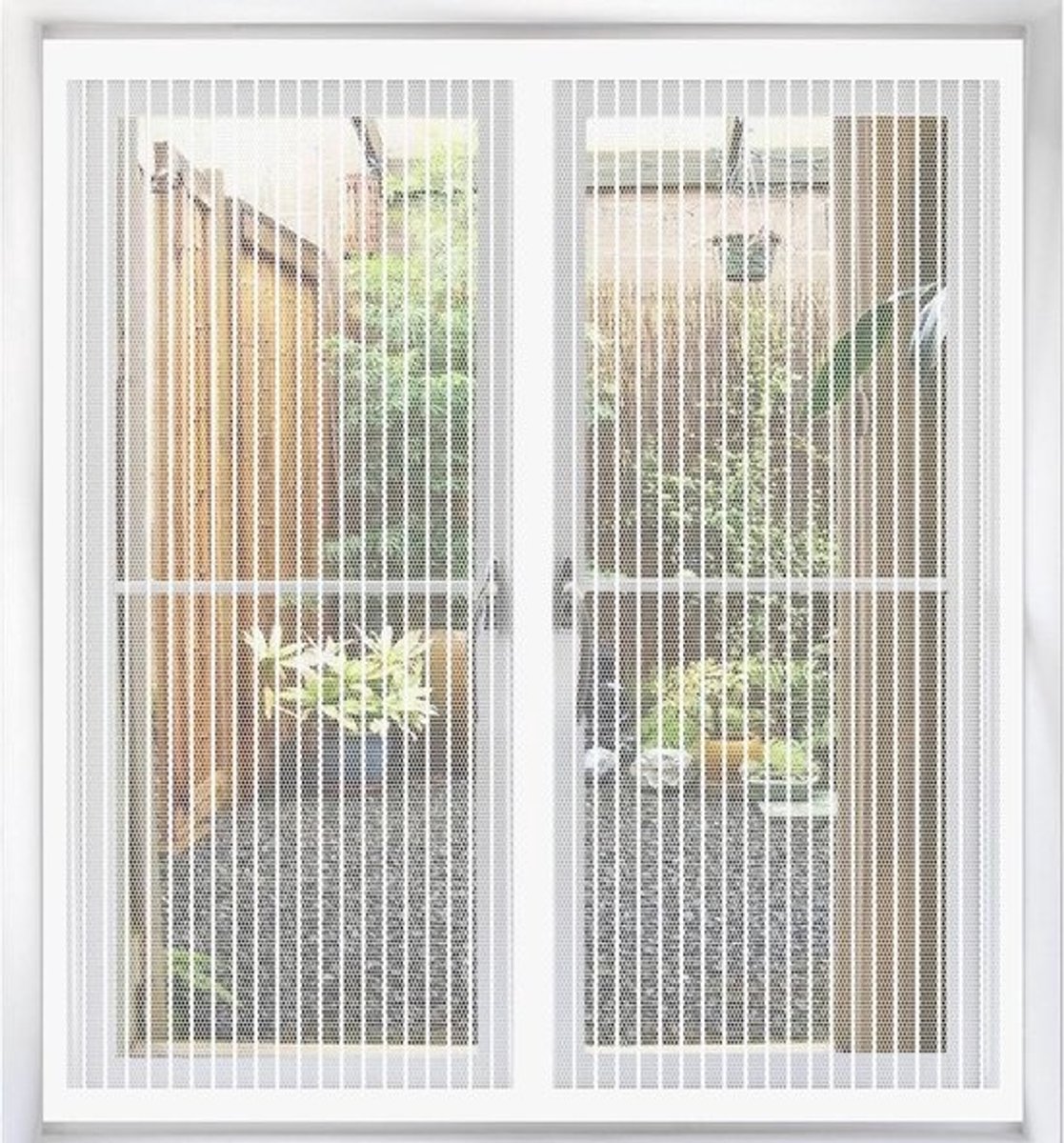 Magnetisch Horgaas - Horgordijn Raam - Insecten Buiten Houden - Zelfsluitend met Magneten - 130 x 150 cm - Wit
