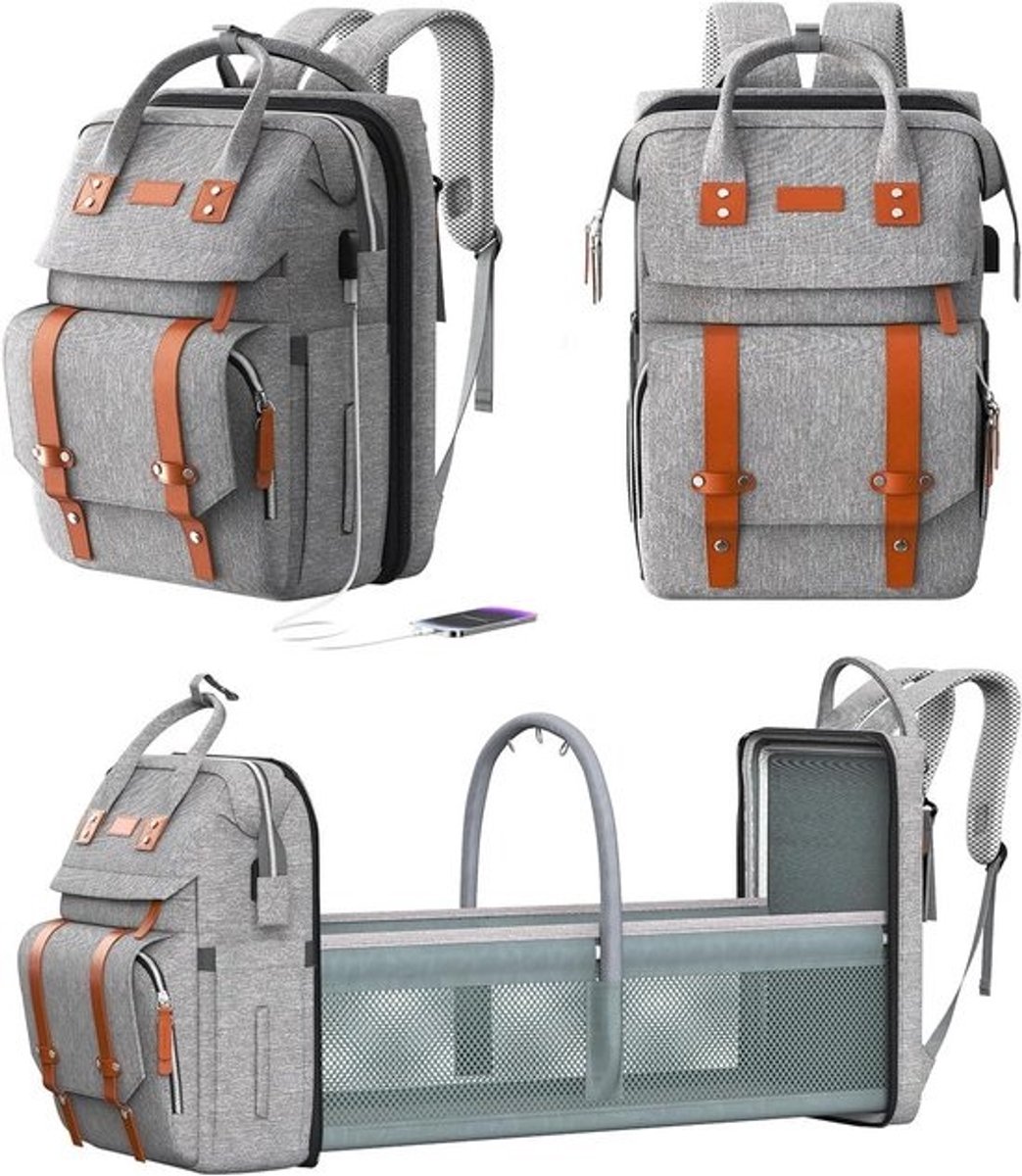 Luiertas Rugzak - Baby tas - Baby verzorgen - Met Luierstation - Groot formaat - Grijs